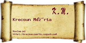 Krecsun Márta névjegykártya